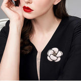 Enamel Camellia Brooch Cloth Art Classic Flower Brooch
