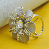 Camellia Opal Double Three-Round Chain Scarf Buckle Flight Attendant Brooch