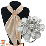 Camellia Opal Double Three-Round Chain Scarf Buckle Flight Attendant Brooch