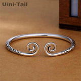 Uini-Tail Hot 925 Tibetan Silver Spell Open Bracelet Flow Silver Jewelry