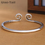 Uini-Tail Hot 925 Tibetan Silver Spell Open Bracelet Flow Silver Jewelry