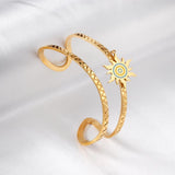 Boho Cuff Bangles Sunshine Pattern Drops Pendients Double Layered Bracelets