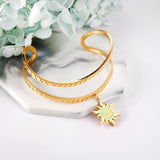 Boho Cuff Bangles Sunshine Pattern Drops Pendients Double Layered Bracelets