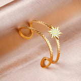 Boho Cuff Bangles Sunshine Pattern Drops Pendients Double Layered Bracelets
