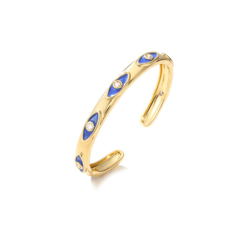 Copper Evil Eye Bangle Adjustable Cuff Bracelet LE1064