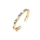 Copper Evil Eye Bangle Adjustable Cuff Bracelet LE1064