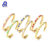 Copper Evil Eye Bangle Adjustable Cuff Bracelet LE1064