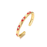 Copper Evil Eye Bangle Adjustable Cuff Bracelet LE1064