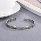 Hollow Carving Pattern Bracelet Open Bangle Women Fine Jewelry Pulseras
