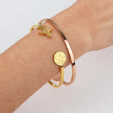 316 Stainless Steel Airplane Texture Bangle Bracelet for Women