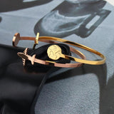 316 Stainless Steel Airplane Texture Bangle Bracelet for Women