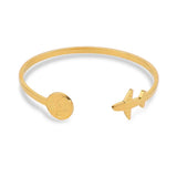 316 Stainless Steel Airplane Texture Bangle Bracelet for Women