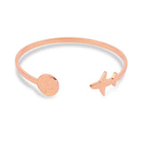 316 Stainless Steel Airplane Texture Bangle Bracelet for Women