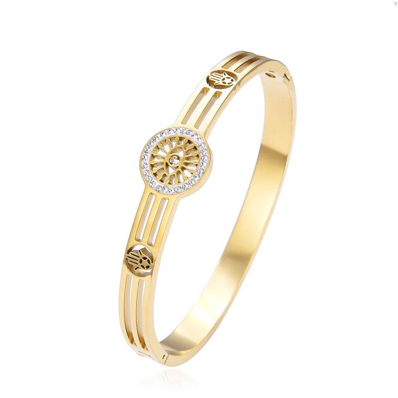 Waterproof Stainless Steel Charm Geometric Bangles Bracelets Statement Jewelry