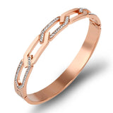CZ Crystals Hollow Cross Bracelets Steel Bangle For Women Men