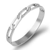 CZ Crystals Hollow Cross Bracelets Steel Bangle For Women Men