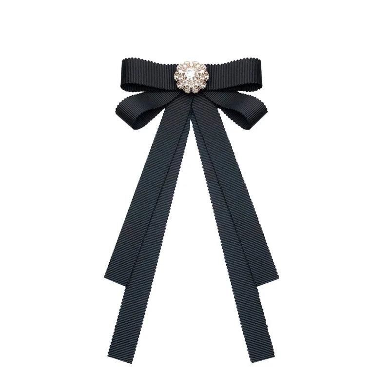 Grosgrain Ribbon Brooch for Women Shirt Bowknot Collar Pin