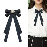 Grosgrain Ribbon Brooch for Women Shirt Bowknot Collar Pin