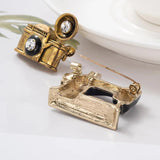 LW4 Sewing Machine Brooches Crystal Vintage Metal Pins Ladies Jewelry Gift