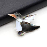 Abalone Shell Bird Brooch Delicate Charm Safety Pin Jewelry
