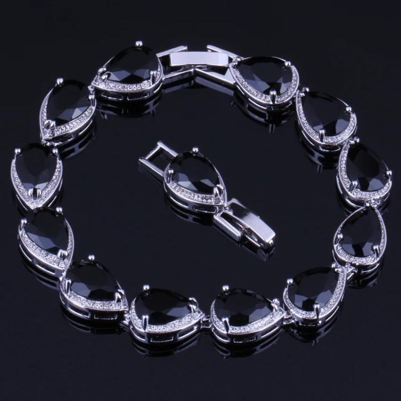 Pear CZ Silver Plated Bracelet V0040