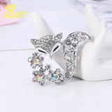 Fox Rhinestone Brooch Oil Dripping Animal Corsage Suit Pin