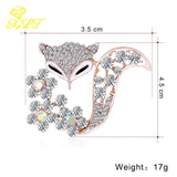 Fox Rhinestone Brooch Oil Dripping Animal Corsage Suit Pin