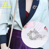 Fox Rhinestone Brooch Oil Dripping Animal Corsage Suit Pin