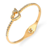 Stainless Steel Lover's Charm Bracelet Metal Buckle Bangle