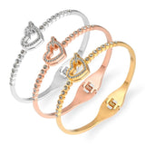 Stainless Steel Lover's Charm Bracelet Metal Buckle Bangle