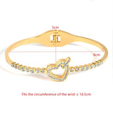 Stainless Steel Lover's Charm Bracelet Metal Buckle Bangle