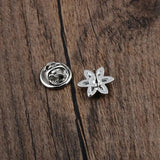 Six Petals Zircon Collar Pin Flower Brooch Women Suit Clothing Accessories