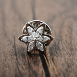 Six Petals Zircon Collar Pin Flower Brooch Women Suit Clothing Accessories