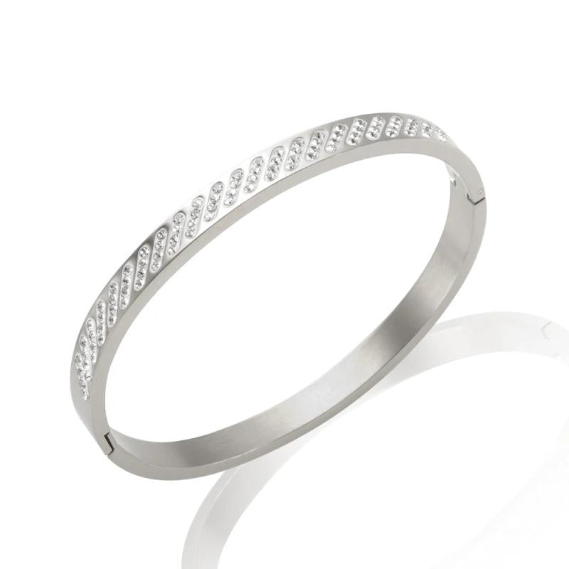 Zircon Inlay Gypsophila Bangle for Women