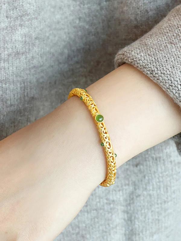Hollow Lucky Jade Bangle&Bracelet, Wholesale 5mm Wide Cuff Bangle