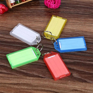 50 Pcs Plastic Keychain Key Tags with Split Ring for Baggage Key Chains
