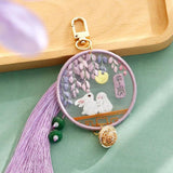 Rabbit Peace Cross Stitch Kits Keychain DIY Embroidery Material Gift