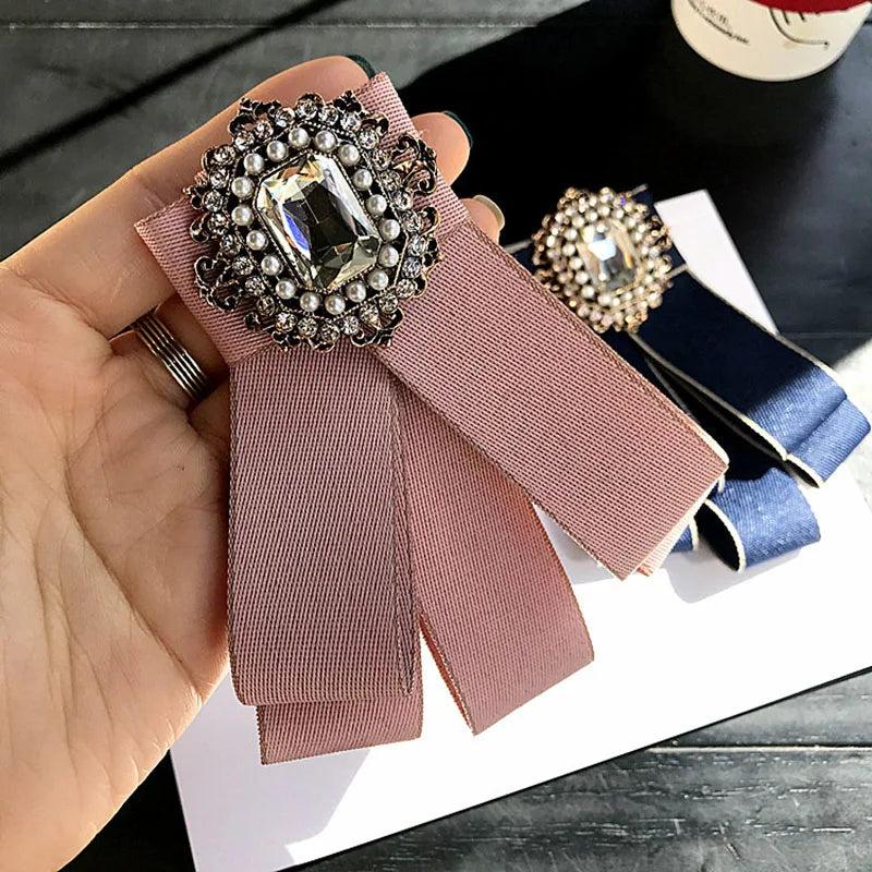Retro Palace Rhinestone Lapel Pin Crystal Bows for Girls