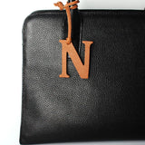Leather Initial Capital Letter Keychain Backpack Pendant