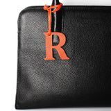 Leather Initial Capital Letter Keychain Backpack Pendant