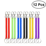 12 Pcs Colourful Stretchy Retractable Key Holder Keyring