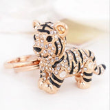 Alloy Crystal Key Chain Rhinestone Leopard Tiger Keychains Bag Charms