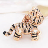 Alloy Crystal Key Chain Rhinestone Leopard Tiger Keychains Bag Charms
