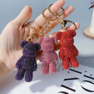 Crystal Bear Keychain Animal Doll Pendant Key Chain Holder Bag Ring