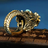 Chinese Beast Dragon Keychain Brass Metal Keyring Men Belt Waist Buckle