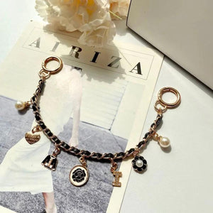 Flower Bag Charm Keychain for Women - Metal Buckle Ring Quality Decoration