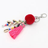 Shell Tassel Pompom Beaded Keychain Bohemian Car Pendant