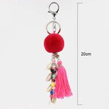 Shell Tassel Pompom Beaded Keychain Bohemian Car Pendant