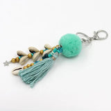 Shell Tassel Pompom Beaded Keychain Bohemian Car Pendant