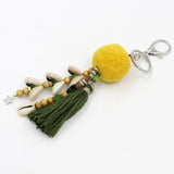 Shell Tassel Pompom Beaded Keychain Bohemian Car Pendant